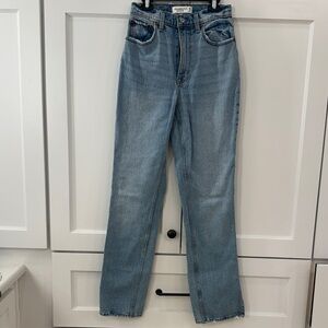 Abercrombie & Fitch Light Blue Straight Leg, split hem  Women's Jeans
